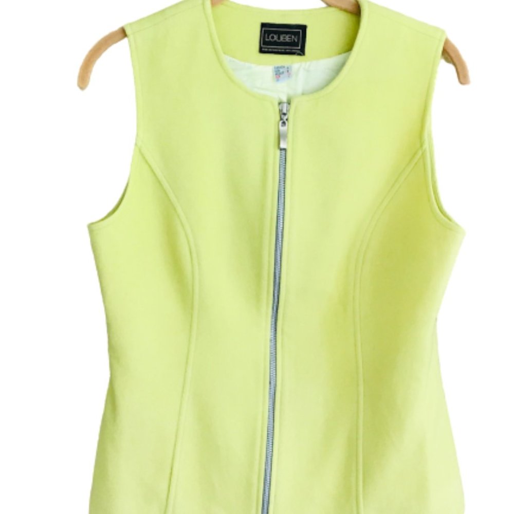 Louben Yellow Full Zip Vest Size 4